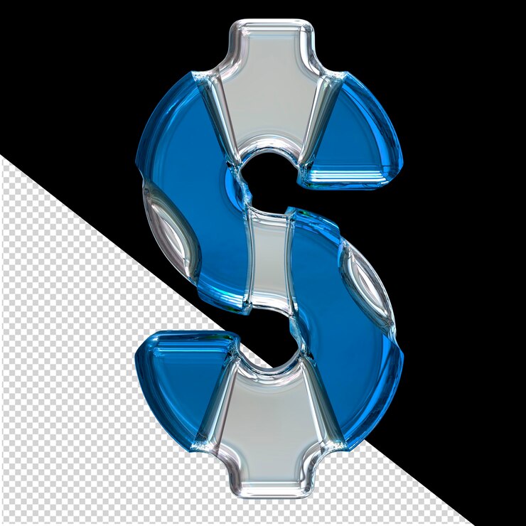 PSD 青いインレイが付いたシルバーの 3 d シンボル
