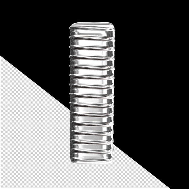 PSD silver 3d symbol with ribbed horizontal letter i