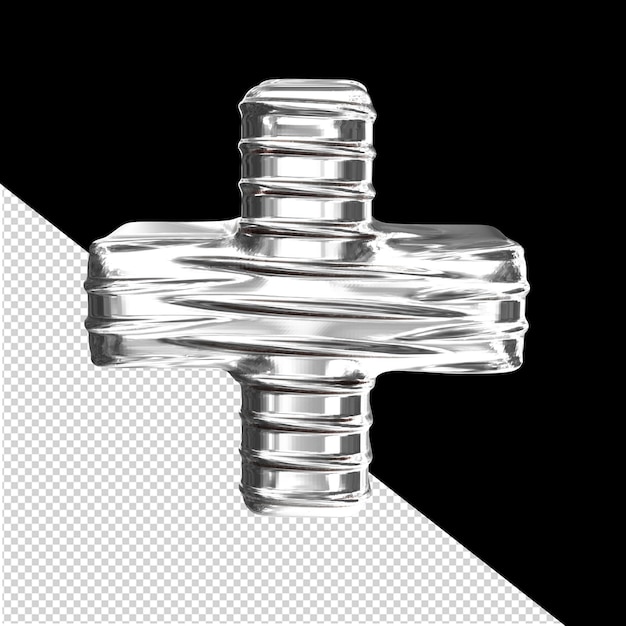 PSD silver 3d symbol with ribbed horizontal