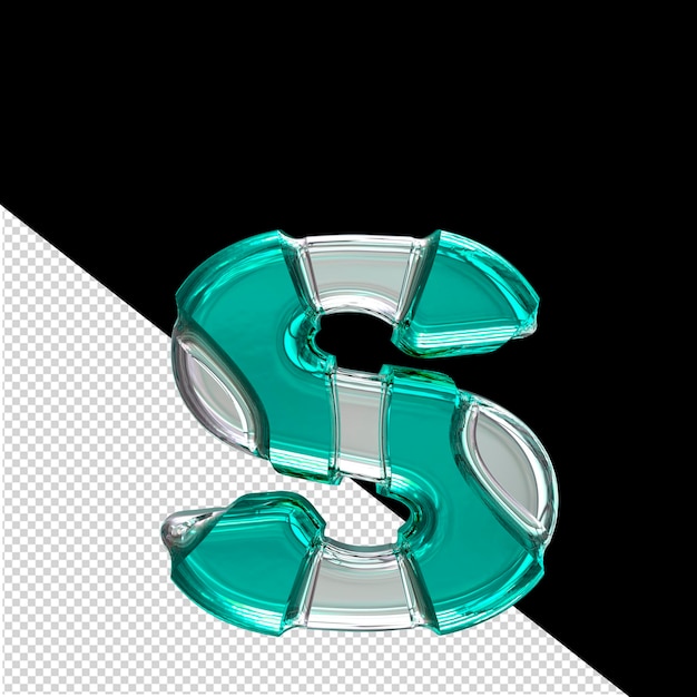 PSD silver 3d symbol with turquoise inlays letter s