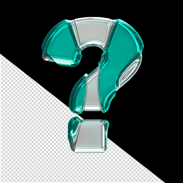 Silver 3d symbol with turquoise inlays