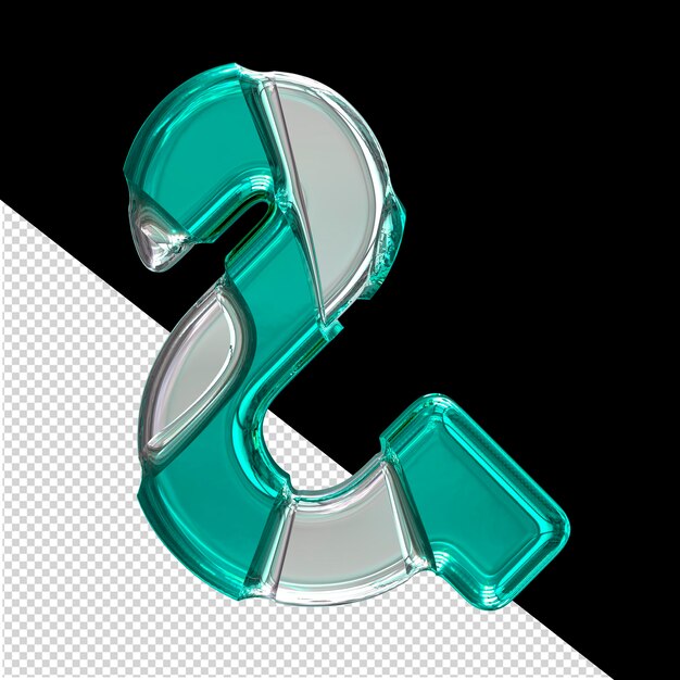 PSD silver 3d symbol with turquoise inlays