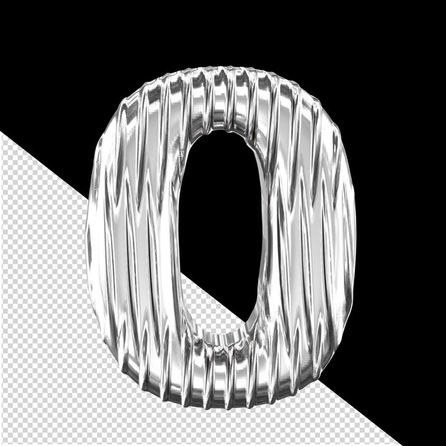 PSD silver 3d symbol with vertical ribs number 0