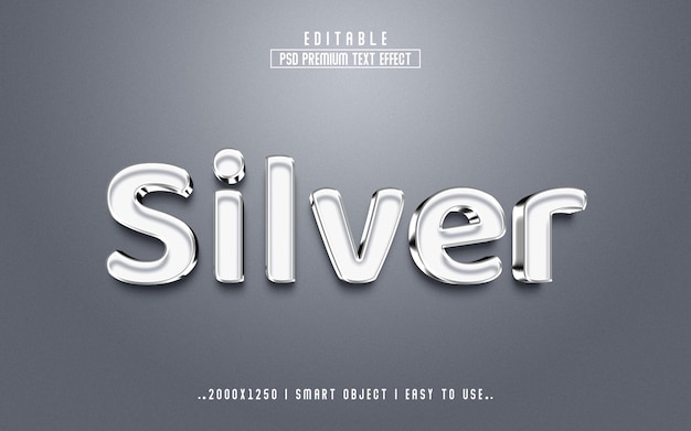 Silver 3d text effect style