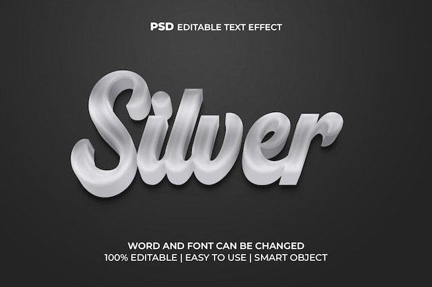 Silver 3d text effect