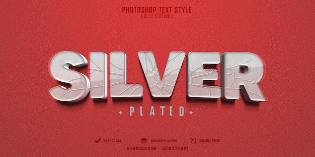 Silver 3d text style effect template design