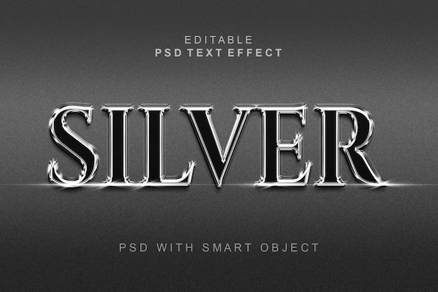 PSD effetto argento stile testo 3d