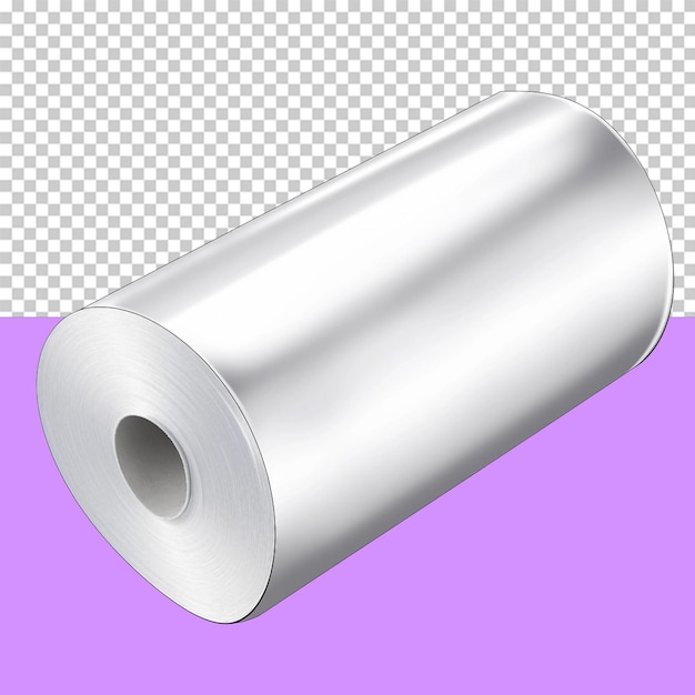 PSD a silver aluminum foil roll isolated object transparent background