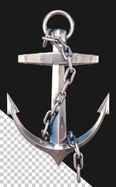 PSD silver anchor with chain