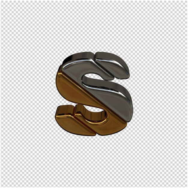 PSD シルバーとゴールドの文字の3dレンダリング