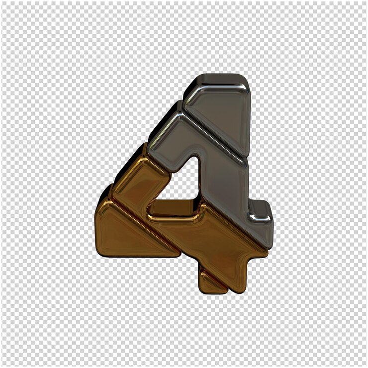 PSD silver and gold number 3d rendering
