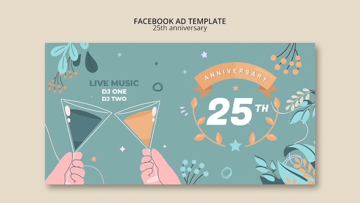 PSD シルバーアニバーサリーfacebookテンプレート