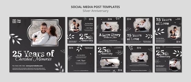 PSD silver anniversary template design