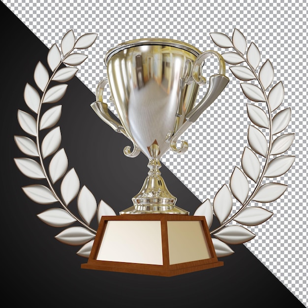 Silver award trophy cup 3d composition isolated