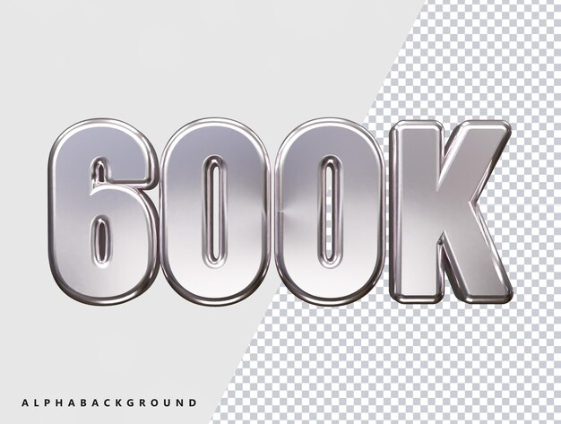 문자 600k가 있는 은색 배경입니다.