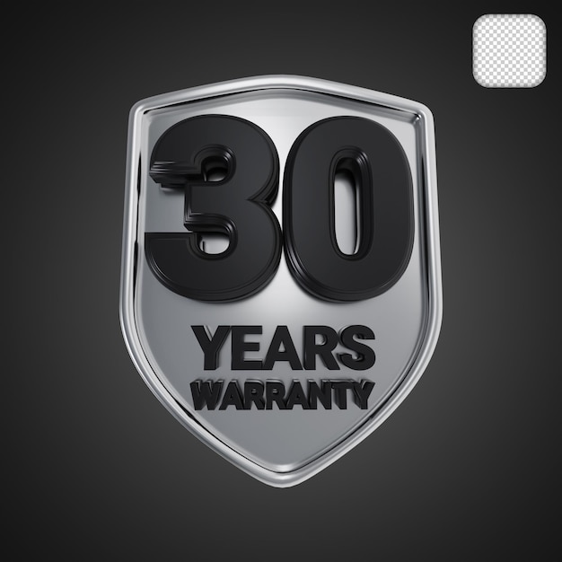 Silver Badge Garantie van 30 jaar 3d illustratie