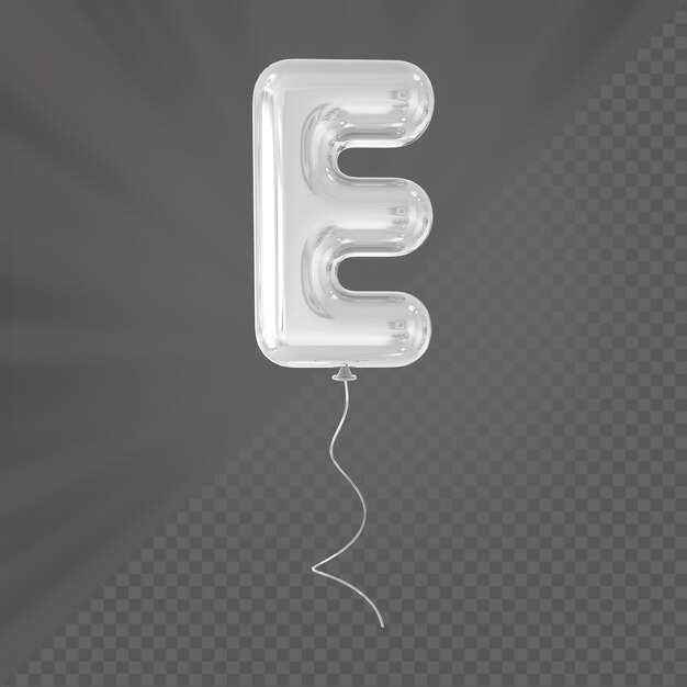 PSD silver  balloon letter e