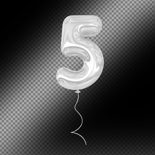 PSD silver balloon number 5