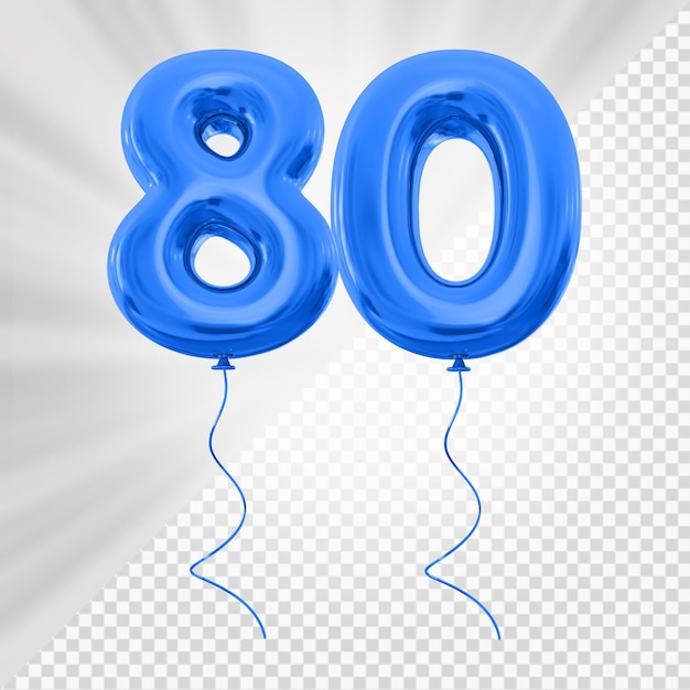 PSD silver balloon number 80