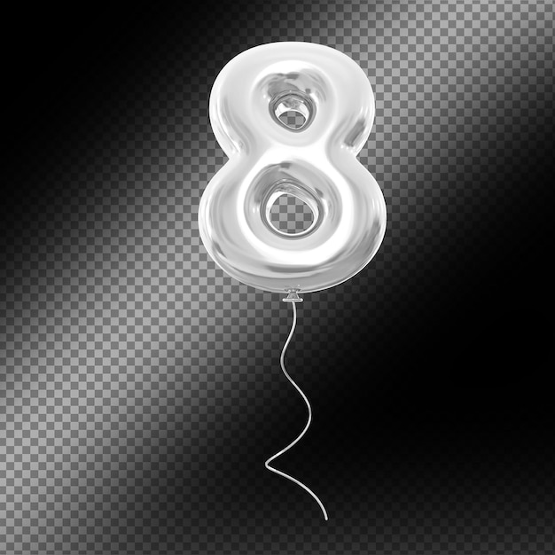 PSD silver balloon number 8