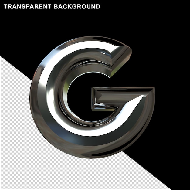 PSD silver beveled letters. 3d capital letter g