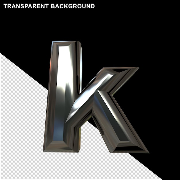 Silver beveled letters. 3d letter k