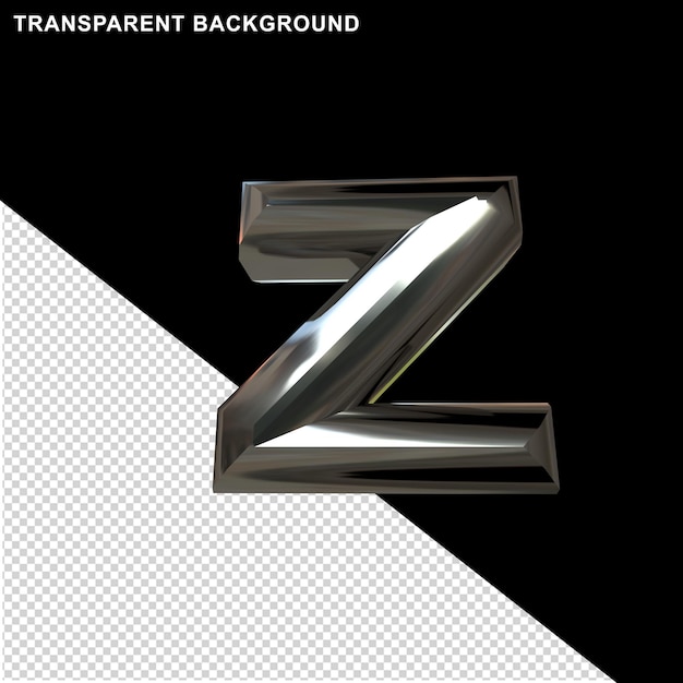 PSD silver beveled letters. 3d letter z