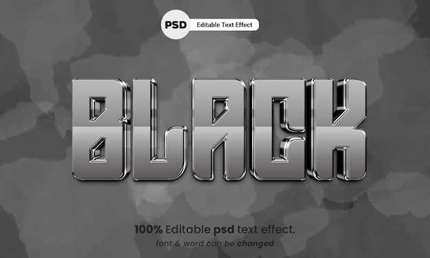Серебряный черный 3d редактируемый текстовый эффект