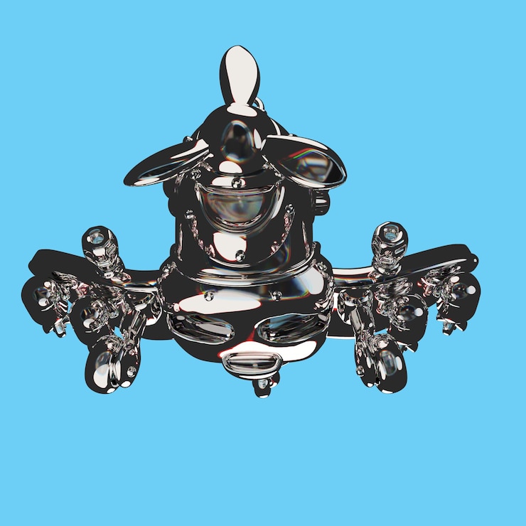 PSD a silver and black chandelier with a silver face and a silver spoon