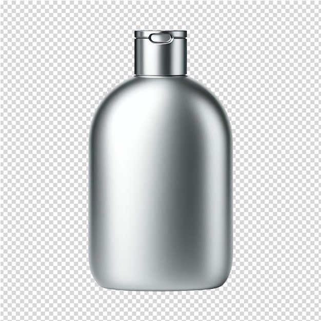 PSD a silver bottle of perfume with a silver cap