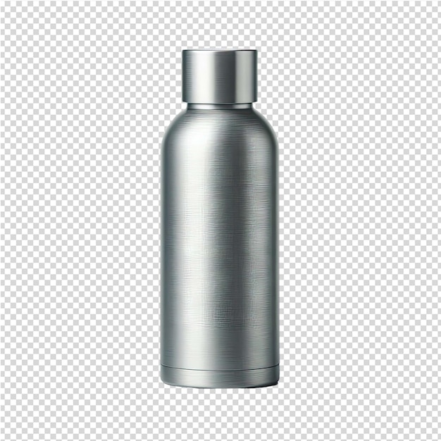 PSD a silver bottle of silver color is shown on a white background