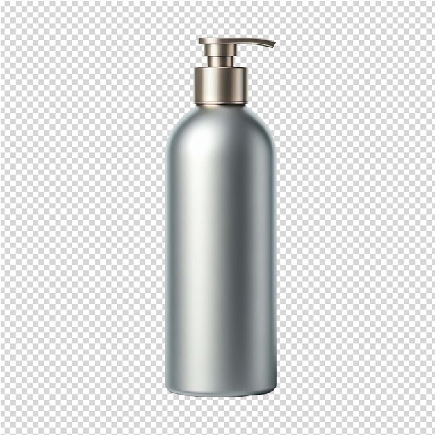 PSD a silver bottle with a gold cap is on a white background