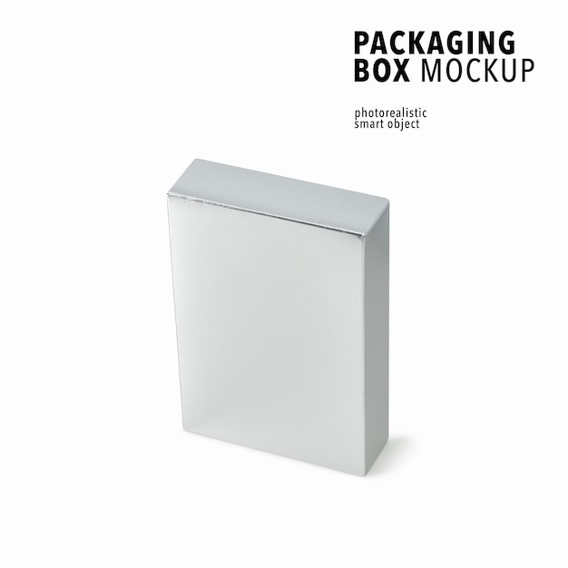 Silver box packaging mockup template