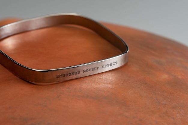 PSD silver bracelet inscription mockup