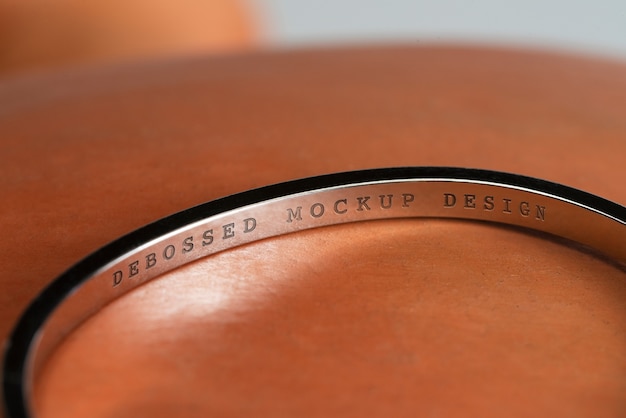 PSD silver bracelet inscription mockup