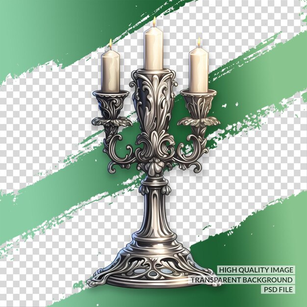 Silver candlestick 3d png clipart transparent isolated background