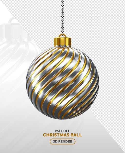 Decorazione di palla di natale d'argento rendering 3d