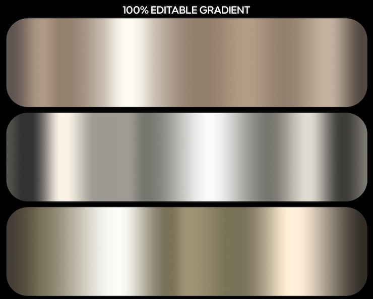 PSD silver collection chrome metallic gradient shiny silver big set of luxurious silver gradients ed