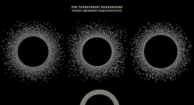 PSD 透明な背景の銀色のコンフェッティサークル