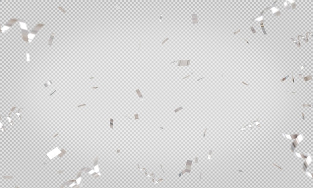 Silver confetti floating with transparentwith clipping path