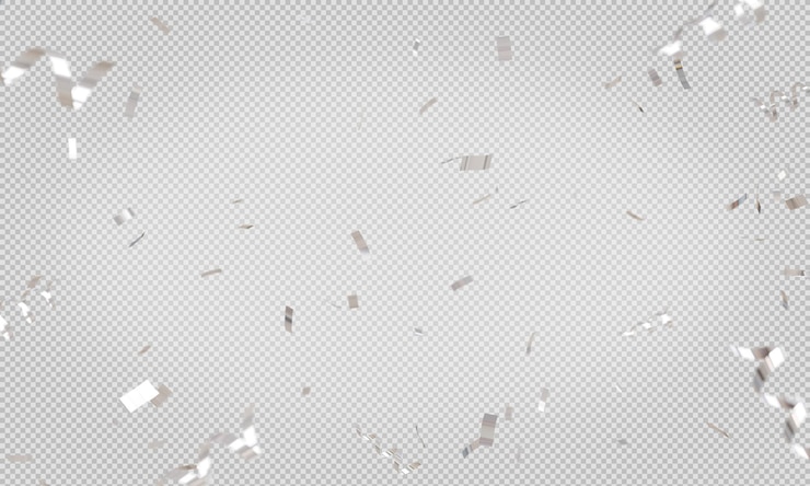 Silver confetti floating with transparentwith clipping path