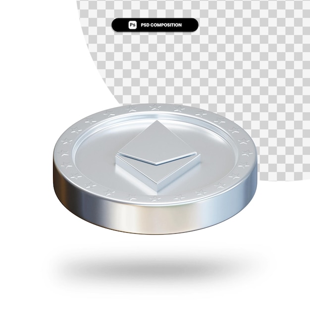 Silver cryptocurrency coin 3d rendering isolated