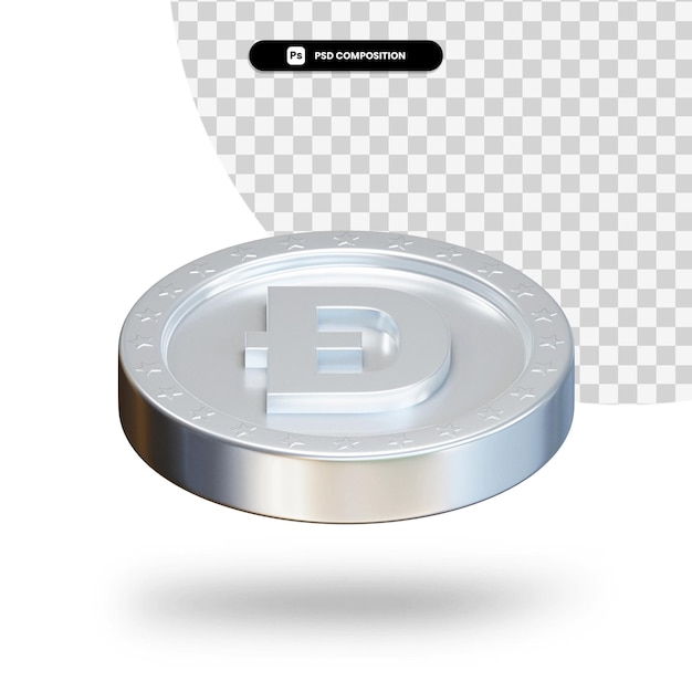 Silver cryptocurrency coin 3d rendering isolated