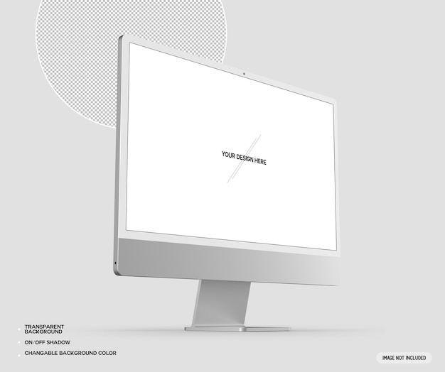 PSD mockup di computer desktop argento