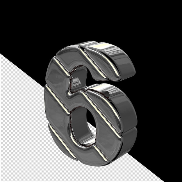 銀色の斜めブロック シンボルを左から見た番号 6