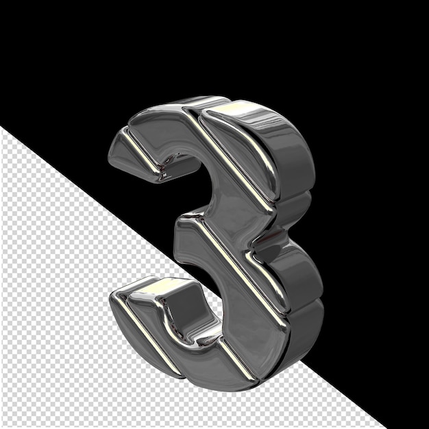 silver diagonal block symbol view from the left number 3