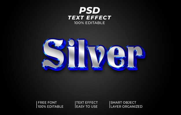 PSD silver editable 3d text effect