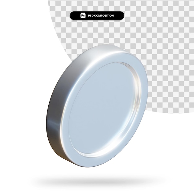 Silver empty coin 3d rendering isolated