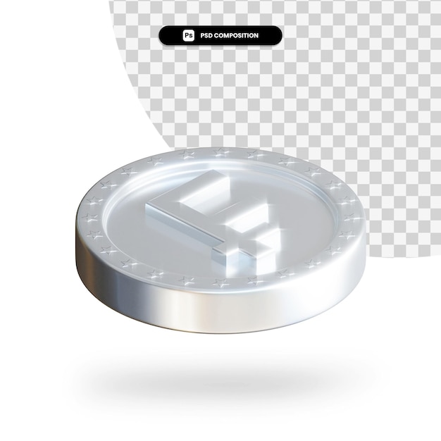 Silver exchange coin 3d rendering isolated