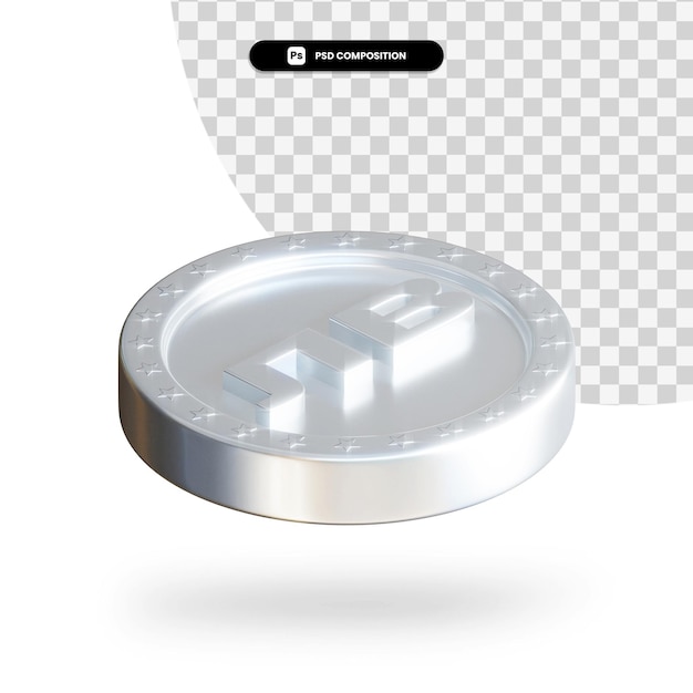 PSD silver exchange coin 3d rendering isolated